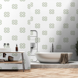 Papel Pintado Verde Salvia Blanco Geométrico Moderno Simple