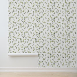 Papel Pintado Verde Salvia Patrón Chic de Acuarela Oliva