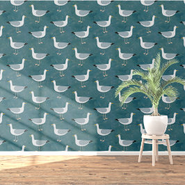 Papel Pintado Verde Verde azulado costero de gaviota