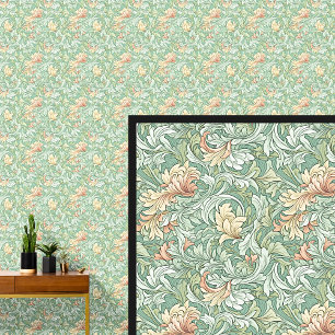 Papel Pintado Verdes blandos y Art Nouveau Naranja