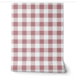 Papel Pintado Verdes Cuadros Gingham Rosado Polvoriento Modernos