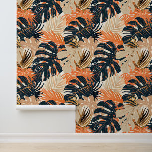 Papel Pintado Verdes Naranjas Verdes Tropical Monstera