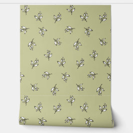 Papel Pintado Verdor sabio verde rústico floral