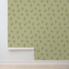Papel Pintado Verdor sabio verde rústico floral