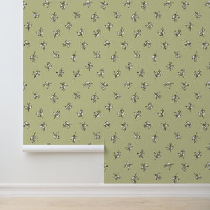 Papel Pintado Verdor sabio verde rústico floral