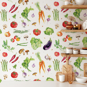 Papel Pintado Verduras Coloridas Acuarela