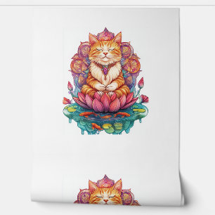 Papel Pintado Vibes de gatos zen - Psicodelación Kitty mediadora