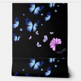 Papel Pintado Vibrant Blue Butterfly Midnight Textured Vinyl