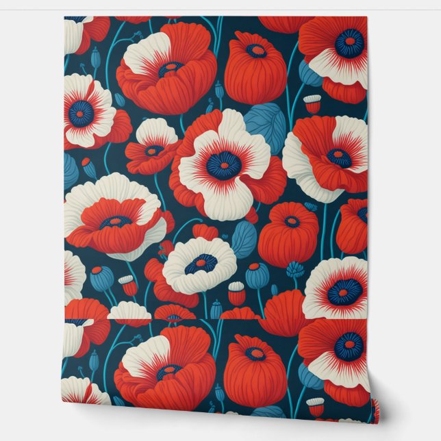 Papel Pintado Vibrant Red Poppy  (Desenrollar)