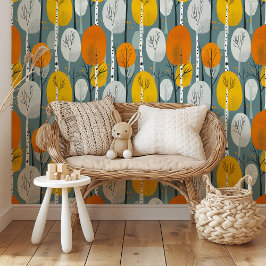 Papel Pintado Vibrante patrón de árbol moderno del bosque otoñal