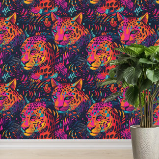 Papel Pintado Vibrante patrón de leopardo de la jungla