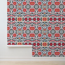 Papel Pintado Vibrante Patrón de vectores florales de arte folcl