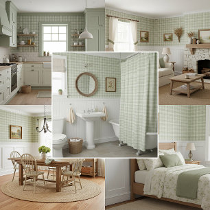 Papel Pintado Vichy verde salvia claro