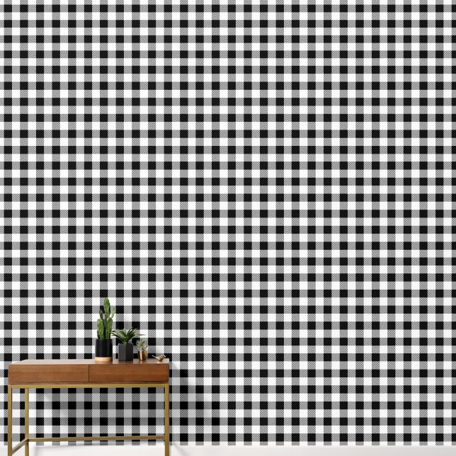 Papel Pintado Vichys de cuadros negros y blancos modernos (Pasillo)