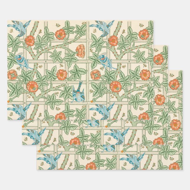 Papel pintado victoriano enrejado de William Morri (Set)