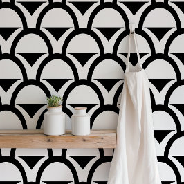 Papel Pintado Vieira Geométrica Blanco y Negro