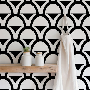 Papel Pintado Vieira Geométrica Blanco y Negro