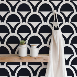 Papel Pintado Vieira geométrica en blanco y negro