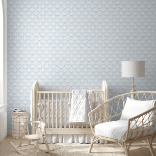 Papel Pintado Vigas azules en un patrón gráfico blanco