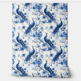 Papel Pintado Viñage Blue Chinoiserie Peacock Boho