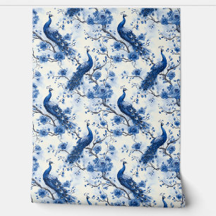 Papel Pintado Viñage Blue Chinoiserie Peacock Boho