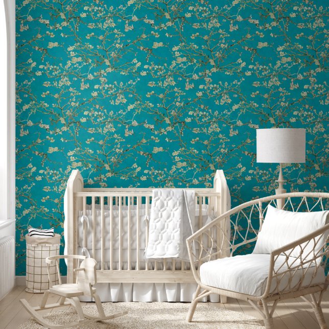 Papel Pintado Vincent Van Gogh Almond Blossom on Teal Blue (Niños)