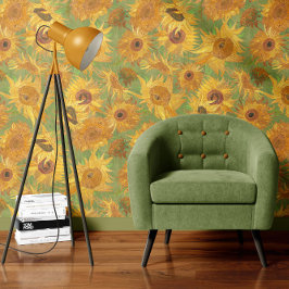 Papel Pintado Vincent Van Gogh Girasoles Verde Amarillo