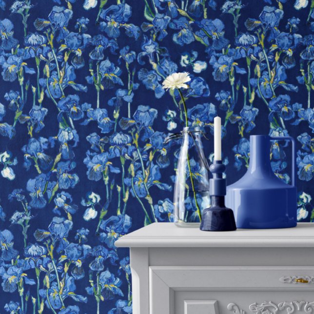 Papel Pintado Vincent Van Gogh Irises Cobalt Blue Navy Marine (Subido por el creador)