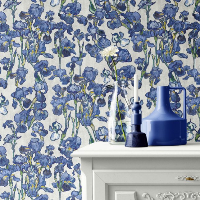 Papel Pintado Vincent Van Gogh Irises Cobalto Piedra Blanco (Subido por el creador)