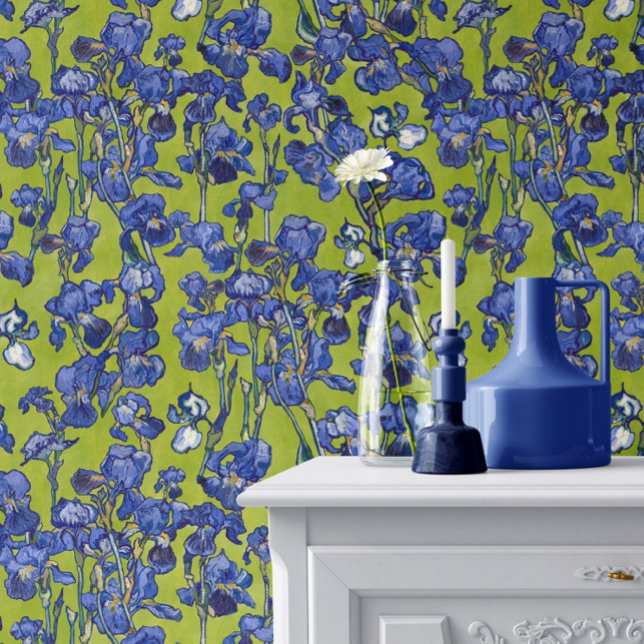 Papel Pintado Vincent Van Gogh Lirios Azul Cobalto Manzana Verde (Subido por el creador)