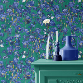 Papel Pintado Vincent Van Gogh Lirios Azul Cobalto Verde Viridia