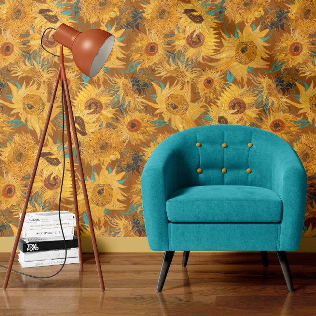 Papel Pintado Vincent Van Gogh Sunflowers Rust Brown Yellow (Subido por el creador)