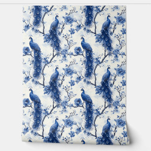 Papel Pintado Viñeta Delft Blue Chinoiserie francesa Peacock