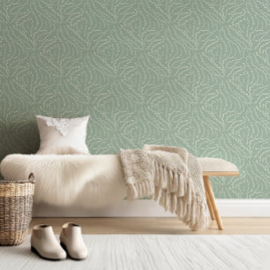 Papel Pintado Viñetas onduladas con poco brillo / verde de soled