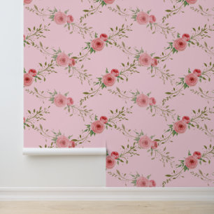 Papel Pintado Vino de Rosa floral rosa