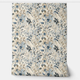 Papel Pintado Vintage Blue Neutral Floral