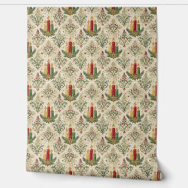 Papel Pintado Vintage Christmas Candle Damask Pattern 