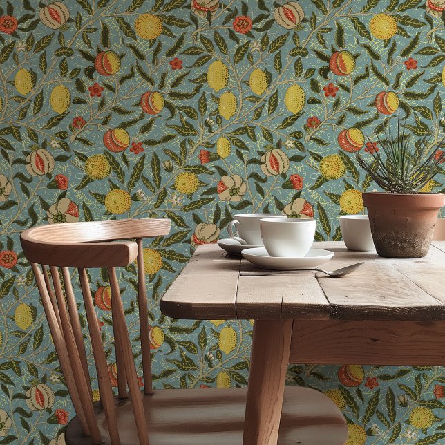 Papel Pintado Vintage Citrus Pomegranate Botánico Profundo Verde (Subido por el creador)