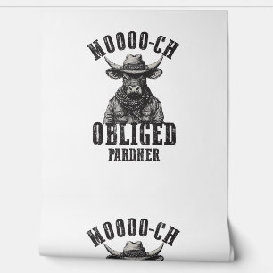 Papel Pintado Vintage Cowboy Bull Rodeo Moooch Obligado Pardner