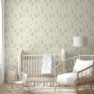 Papel Pintado Vintage Cupido Angels Floral Baby Beige Toile