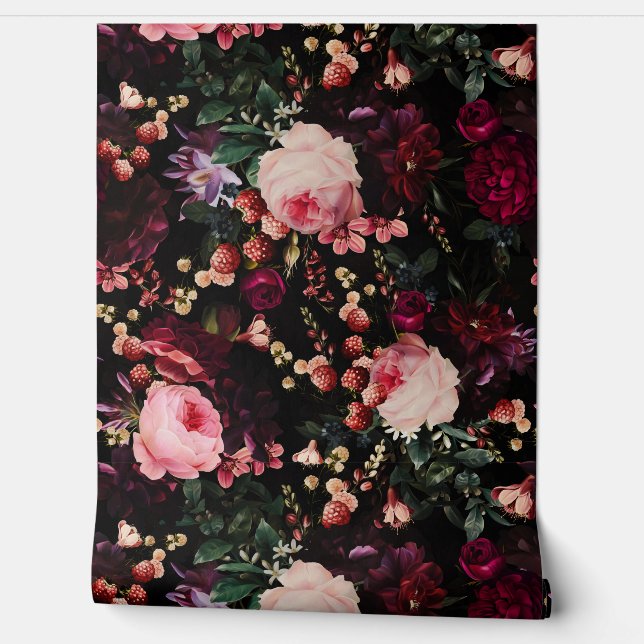 Papel Pintado Vintage flamenco noche oscura Romanticismo Jardín (Desenrollar)