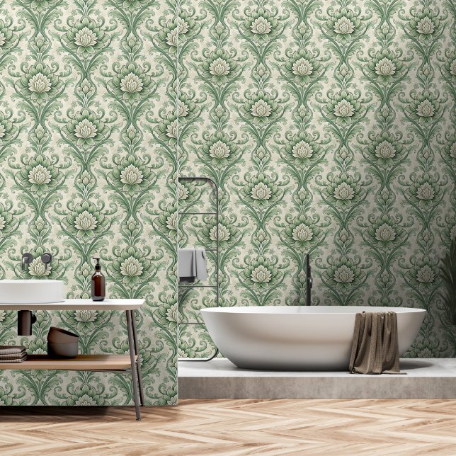 Papel Pintado Vintage green botanical pattern (Baño)