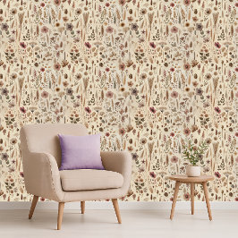 Papel Pintado Vintage Herbarium Pressed Flower Botanical 