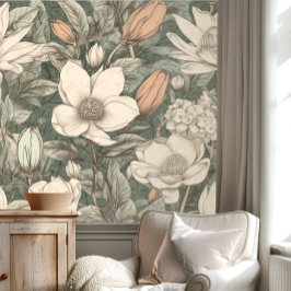 Papel Pintado Vintage Magnolia Floral