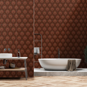 Papel pintado vintage marrón de damasco