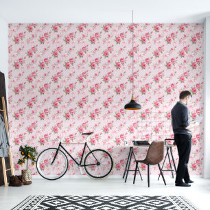 Papel Pintado Vintage Rosas de arcos rosados
