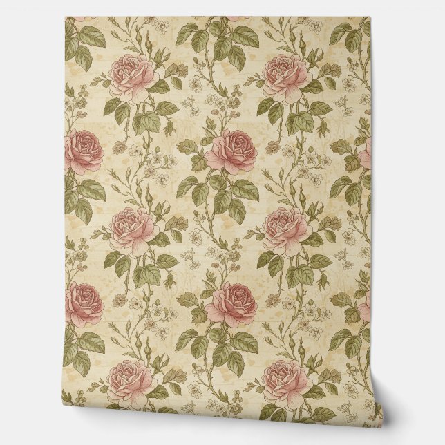 Papel Pintado Vintage Rose Floral Pattern (Desenrollar)