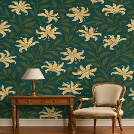 Papel Pintado Vintage Sage Green Botanical Floral
