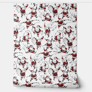 Papel Pintado Vintage Skating Santa Wallpaper