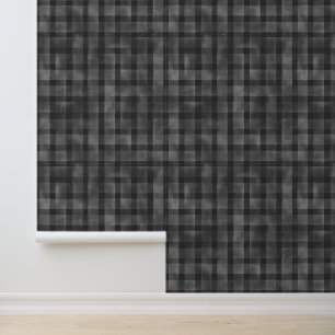 Papel Pintado Vintage Watercolor Gris Negro Patrón Gingham